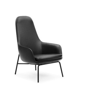 Normann Copenhagen Era fauteuil hoog met stalen frame - zwart staal/ Tango leer 41599