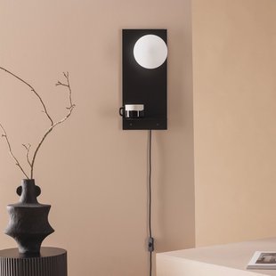 Nohr Wandlamp 'Damara' Met wandplankje, kleur Zwart