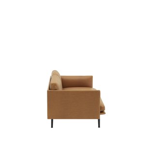 Muuto Outline 2-zitsbank - Leer cognac - zwart