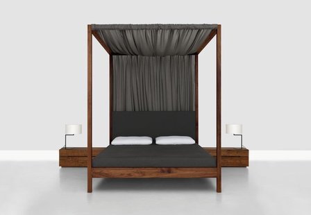 Zeitraum In Heaven hemelbed - amerikaans noutenhout - Steelcut 2 - zwart - 200 x 200 cm