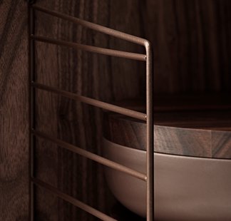 String Furniture Rek wandladder - bruin - set van 2 - 75 x 30 cm