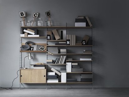 String Furniture Kast met schuifdeuren - Notenhout - Diepte 20 cm