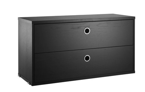 String Furniture Ladeblok - Essen zwart gebeitst - 78 x 42 x 30 cm