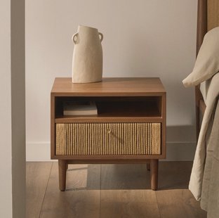 Kave Home Nachtkastje 'Elan' Notenhout, Met 1 lade