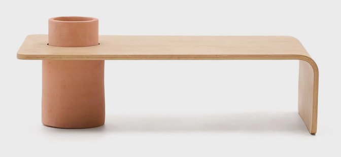 Kave Home Salontafel 'Olaria' Terracotta en eiken, 110 x 60cm