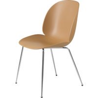 Gubi Beetle Dining stoel - stalen frame - amberbruin - chroom - kunststofglijder