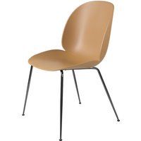Gubi Beetle Dining stoel - stalen frame - amberbruin - zwart chroom - viltglijders