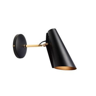 Northern Birdy wandlamp - Korte mouw - zwart/messing