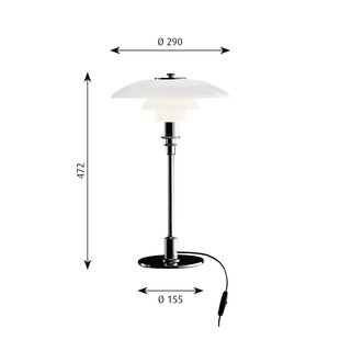 Louis Poulsen PH 3/2 tafellamp - hoogglansverchroomd