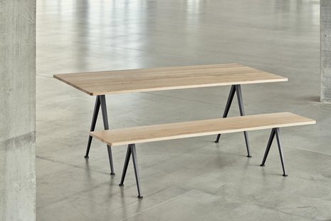 HAY Pyramid 12 Bank - eiken mat gelakt - zwart - 250 cm - eiken mat gelakt - zwart - 250 cm