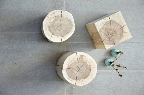 Jan Kurtz Block Kruk rond - naturel - Essen - Hoogte 46 cm