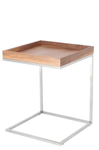 Jan Kurtz Pizzo Bijzettafel - notenhout natuur - roestvrij staal - 40 x 52 x 40 cm