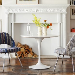 Knoll International Saarinen Eettafel - rond - zwart - Arabescato Marmer - satijn/mat - Ø 107 cm