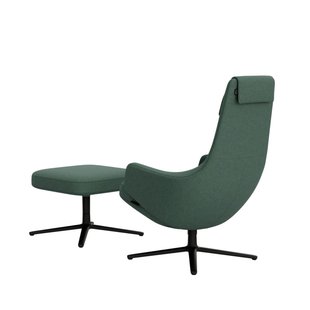 Vitra Repos Fauteuil & Ottoman - Zithoogte 45 cm - Cosy2 rietgroen - basic dark gepoedercoat