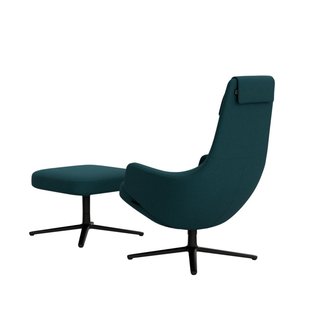 Vitra Repos Fauteuil & Ottoman - Zithoogte 45 cm - Cosy2 petrol - basic dark gepoedercoat
