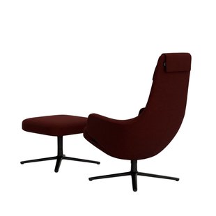 Vitra Repos Fauteuil & Ottoman - Zithoogte 45 cm - Cosy2 kastanje - basic dark gepoedercoat