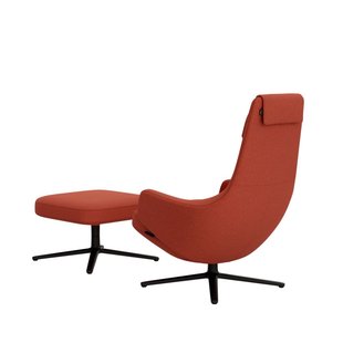 Vitra Repos Fauteuil & Ottoman - Zithoogte 40 cm - Cosy 2 roestoranje - basic dark gepoedercoat