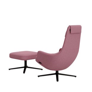 Vitra Repos Fauteuil & Ottoman - Zithoogte 40 cm - Cosy2 zachtrose - basic dark gepoedercoat