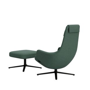 Vitra Repos Fauteuil & Ottoman - Zithoogte 40 cm - Cosy2 rietgroen - basic dark gepoedercoat