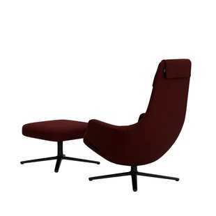 Vitra Repos Fauteuil & Ottoman - Zithoogte 40 cm - Cosy2 kastanje - basic dark gepoedercoat