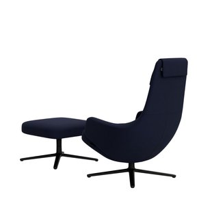 Vitra Repos Fauteuil & Ottoman - Zithoogte 40 cm - Cosy2 donkerblauw - basic dark gepoedercoat