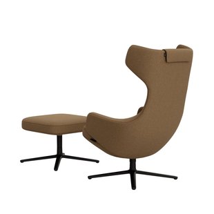 Vitra Grand Repos Fauteuil & Ottoman - Zithoogte 45 cm - Cosy2 kruissteek 13 papyrus - basic dark gepoedercoat