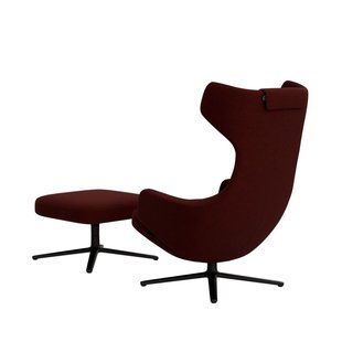 Vitra Grand Repos Fauteuil & Ottoman - Zithoogte 40 cm - Cosy2 kruissteek 19 kastanje - basic dark gepoedercoat