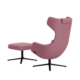 Vitra Grand Repos Fauteuil & Ottoman - Zithoogte 45 cm - Cosy2 kruissteek 16 lichtroze - basic dark gepoedercoat