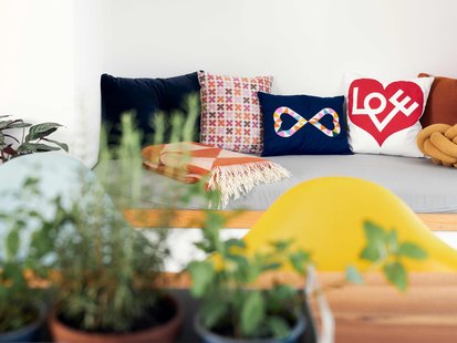 Vitra Double Heart Kussen - blauw