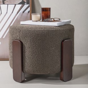 Nohr Hocker 'Zully' Bouclé, kleur Donkergrijs