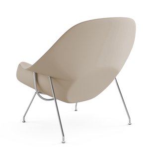 Knoll International Saarinen Womb Fauteuil - Volo Parchment - beige/bruin - Chroom - Relax - Polyester vulling - standaard (B/H/T 106x92x94 cm)