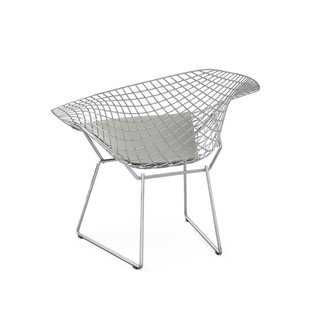 Knoll International Bertoia Diamond Fauteuil - Ultrasuede - grijs - chroom hoogglans