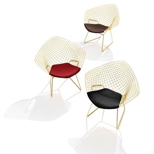 Knoll International Bertoia Diamond Fauteuil - Vinyl - wit - chroom hoogglans