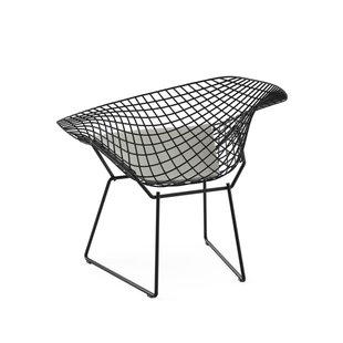 Knoll International Bertoia Diamond Fauteuil - Ultrasuede - grijs - Rilsan-coating zwart