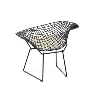 Knoll International Bertoia Diamond Fauteuil - Vinyl - wit - Rilsan-coating zwart