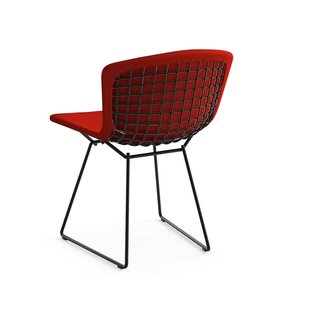 Knoll International Bertoia Side Stoel - gestoffeerd - Cato - rood - Rilsan-coating zwart