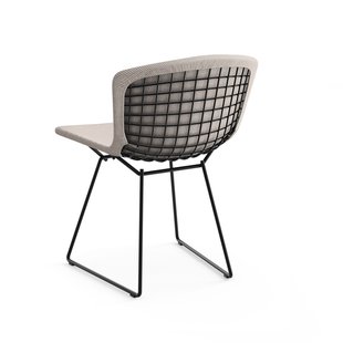 Knoll International Bertoia Side Stoel - gestoffeerd - Cato - zandgrijs - Rilsan-coating zwart