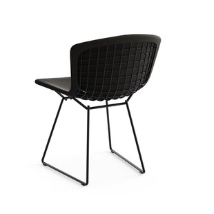 Knoll International Bertoia Side Stoel - gestoffeerd - Ultrasuede - zwart - Rilsan-coating zwart