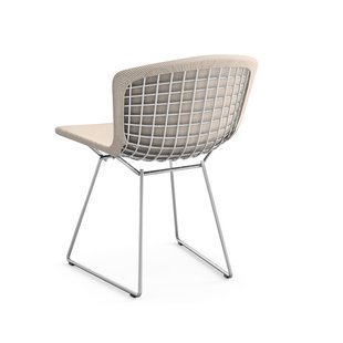 Knoll International Bertoia Side Stoel - gestoffeerd - Cato - crèmewit - chroom hoogglans
