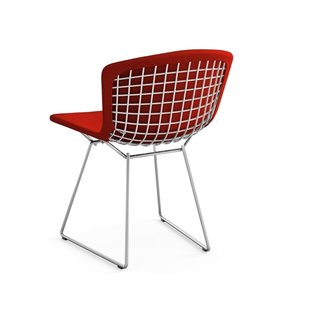 Knoll International Bertoia Side Stoel - gestoffeerd - Cato - rood - chroom hoogglans