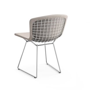Knoll International Bertoia Side Stoel - gestoffeerd - Cato - zandgrijs - chroom hoogglans