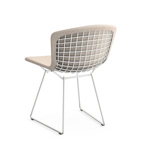 Knoll International Bertoia Side Stoel - gestoffeerd - Cato - crèmewit - Rilsan-coating wit
