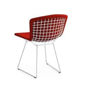 Knoll International Bertoia Side Stoel - gestoffeerd - Cato - rood - Rilsan-coating wit