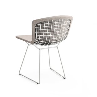 Knoll International Bertoia Side Stoel - gestoffeerd - Cato - zandgrijs - Rilsan-coating wit