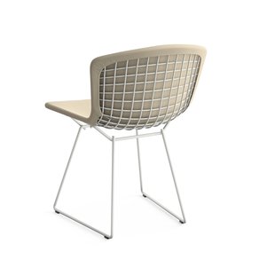 Knoll International Bertoia Side Stoel - gestoffeerd - Ultrasuede - beige - Rilsan-coating wit