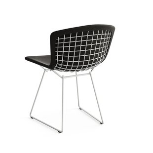 Knoll International Bertoia Side Stoel - gestoffeerd - Ultrasuede - zwart - Rilsan-coating wit