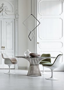 Knoll International Platner Eettafel - Kristalglas - verguld 18 karaat