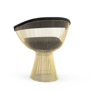 Knoll International Platner Side Armleunstoel - Circa - zwart - verguld 18 karaat