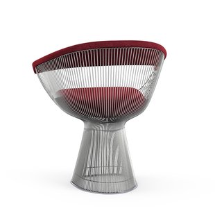 Knoll International Platner Side Armleunstoel - Circa - bordeaux rood - nikkel gepolijst
