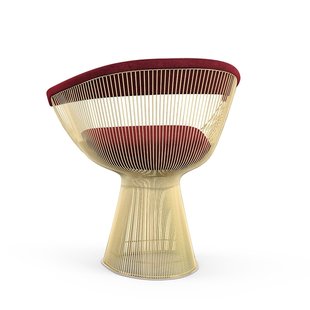 Knoll International Platner Side Armleunstoel - Circa - bordeaux rood - verguld 18 karaat